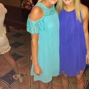 AS U WISH Teal Off Shoulder Babydoll Dress